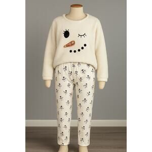 Women’s Sherpa Snowman Pajama‎ Set Medium Fleece Cozy Holiday Loungewear by IJAK